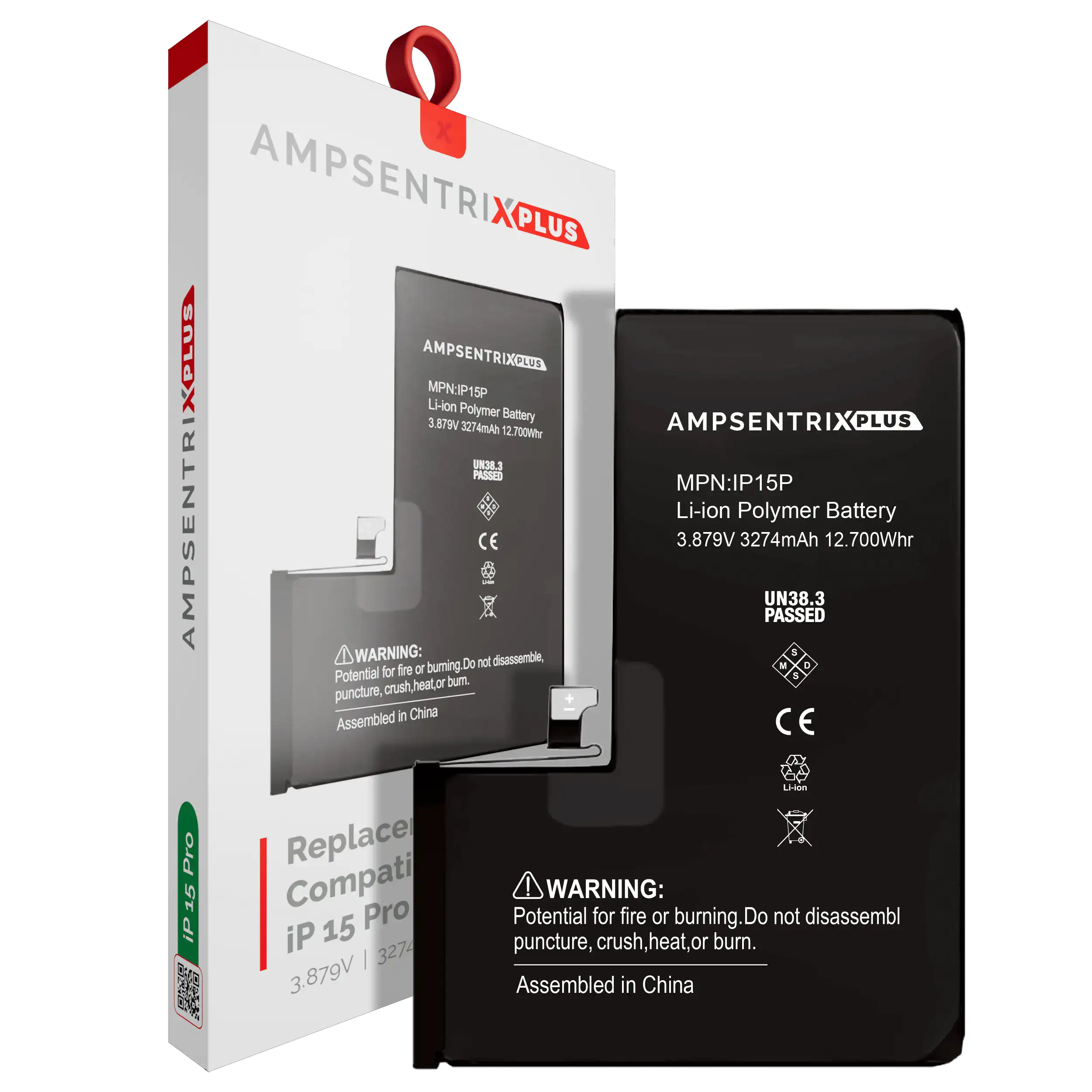 [107082131166] Batería de Repuesto Para iPhone 15 Pro (AmpSentrix Plus)