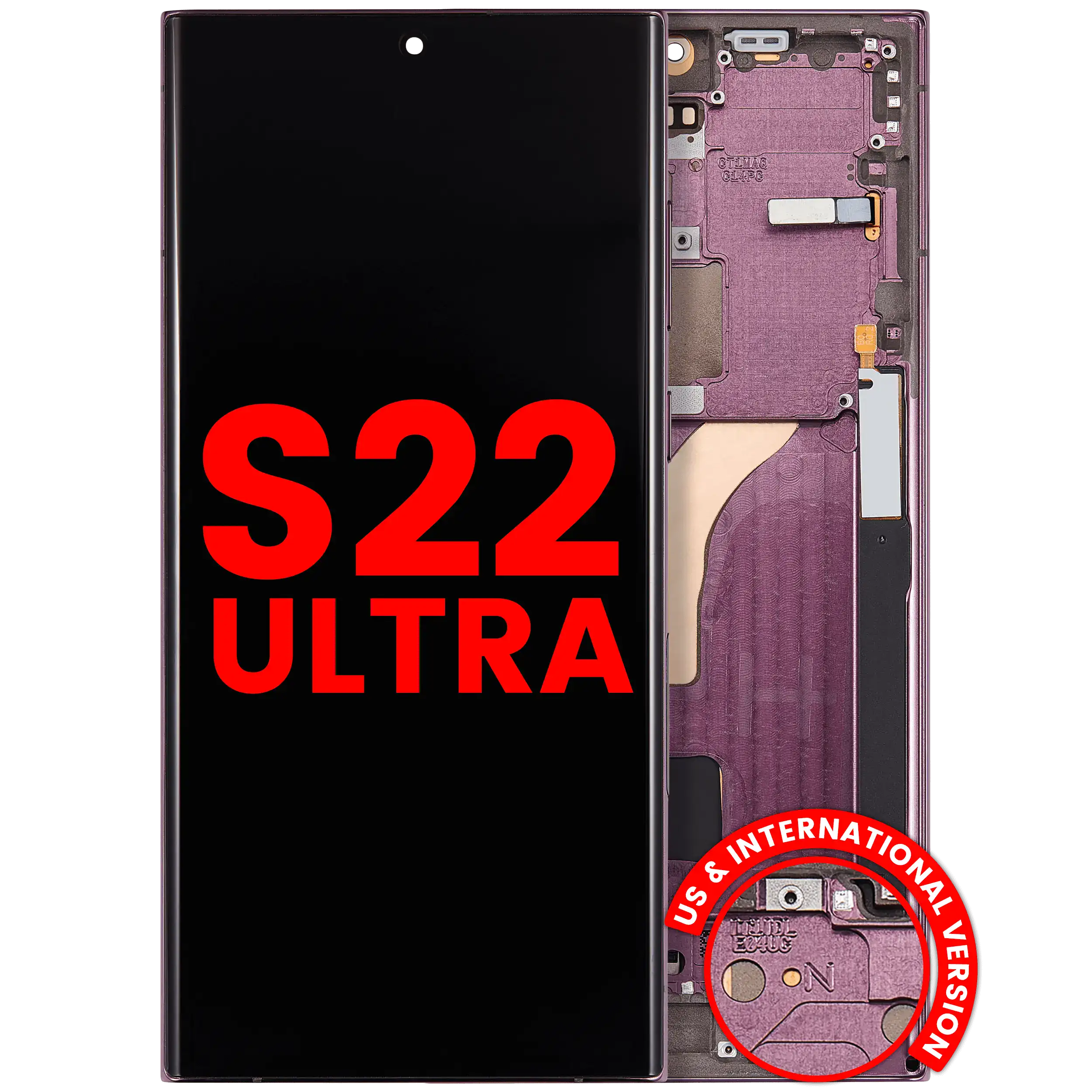 [107081015438] Ensamble OLED Con Marco Para Samsung Galaxy S22 Ultra 5G (Versión EE.UU. e Internacional) (Aftermarket Plus) (Burdeos)
