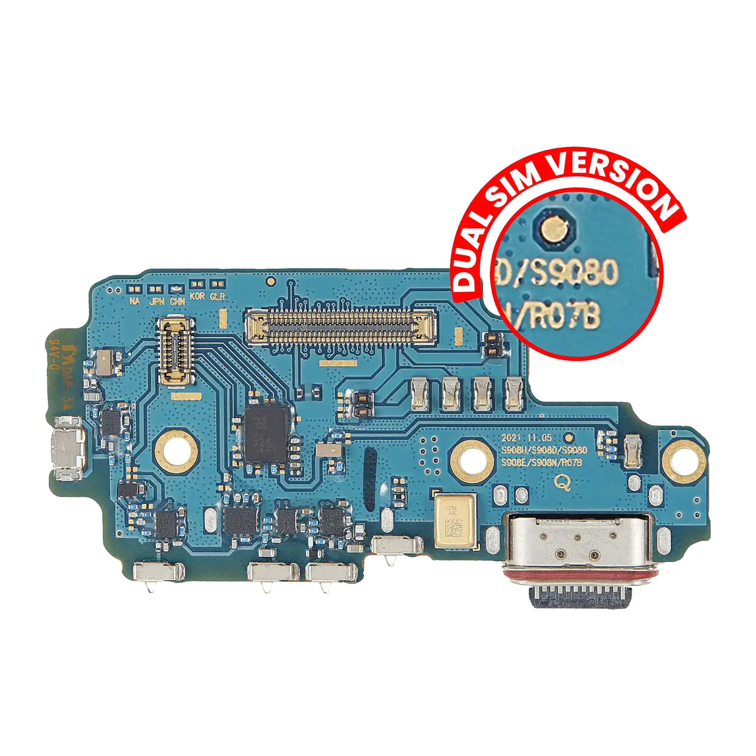[107082079368] Placa de Puerto de Carga con Lector de Tarjeta SIM Para Samsung Galaxy S22 Ultra 5G (S9080) (Versión Dual SIM) (Premium)